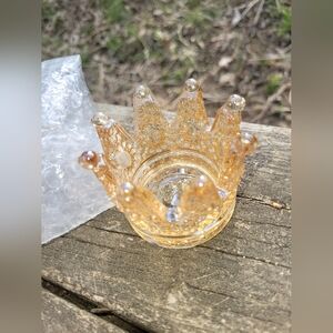 Gold Crown-Shaped Glass Ashtray